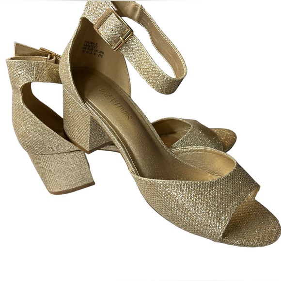 DREAM PAIRS Women's Fashion Dress Low Heel CHUNKLE GOLD/GLITTER Size 10 NIB - Picture 11 of 13